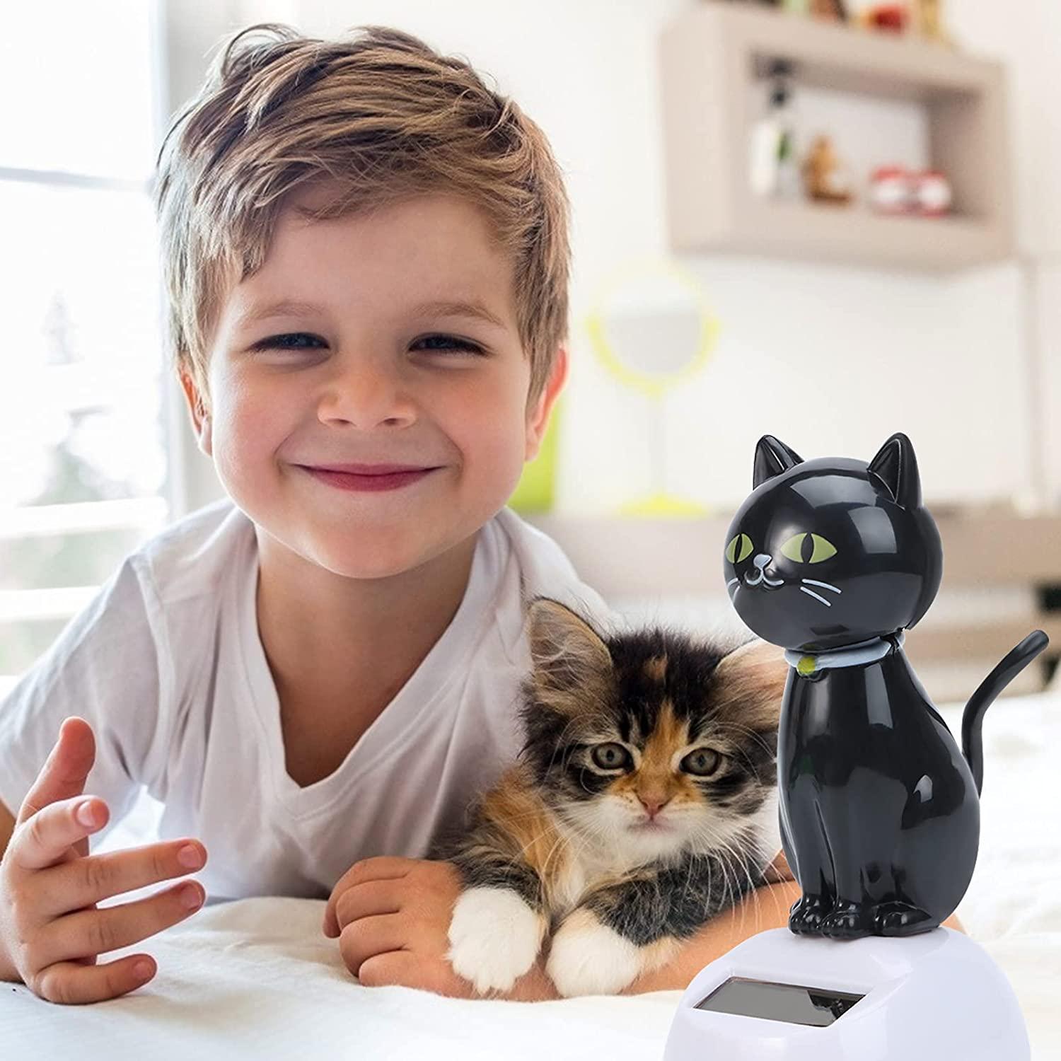 Bộ 3 gói trang trí bảng điều khiển xe hơi hình đầu mèo năng lượng mặt trời