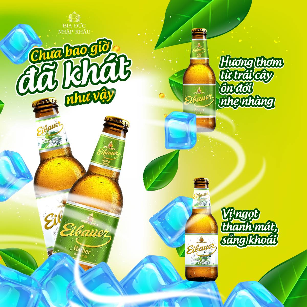 Thùng Quà Bia Trái Cây EIBAUER SUMMER MINT 2.5% - Hương Vị Bạc Hà The Mát Sảng Khoái - Bia Đức Nhập Khẩu Chính Hãng