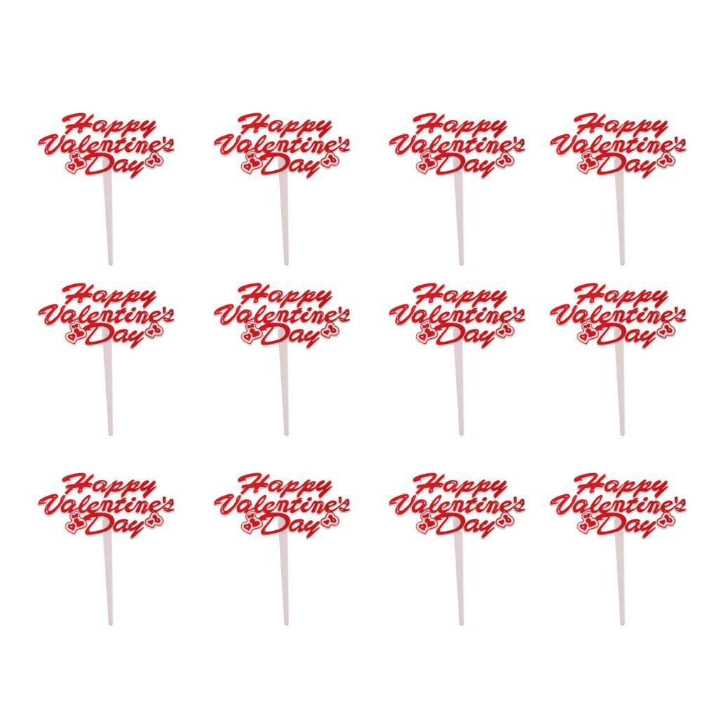12pcs Happy Valentine's Day Cupcake Topper Cake Picks Party Cake Decorations