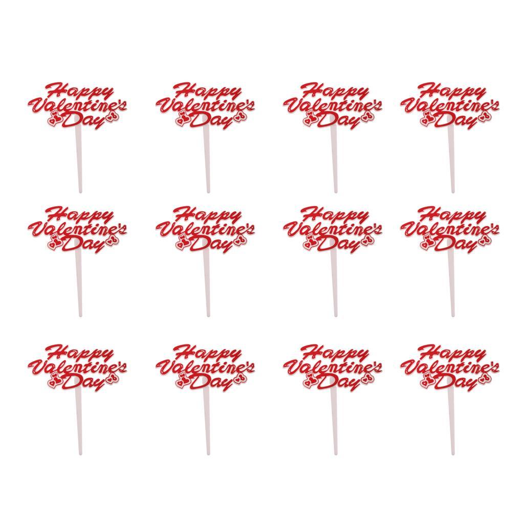 24Pcs Happy Valentine's Day Cupcake Topper Cake Picks Party Cake Decorations