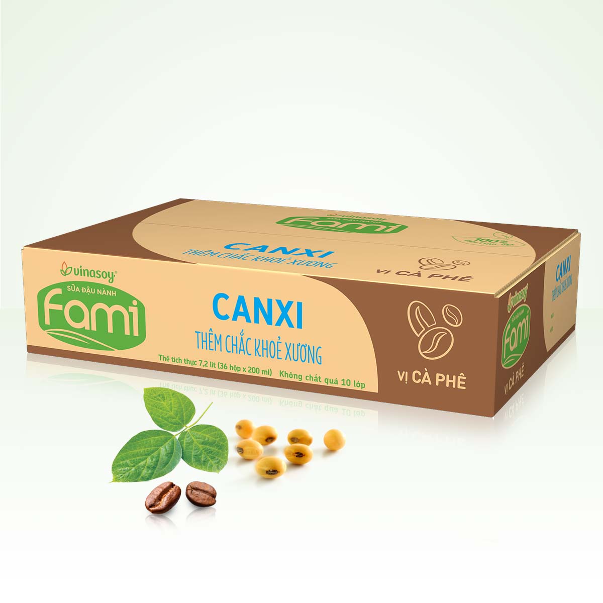 Thùng Sữa đậu nành Fami Canxi vị Cà Phê (200ml x 36 Hộp)