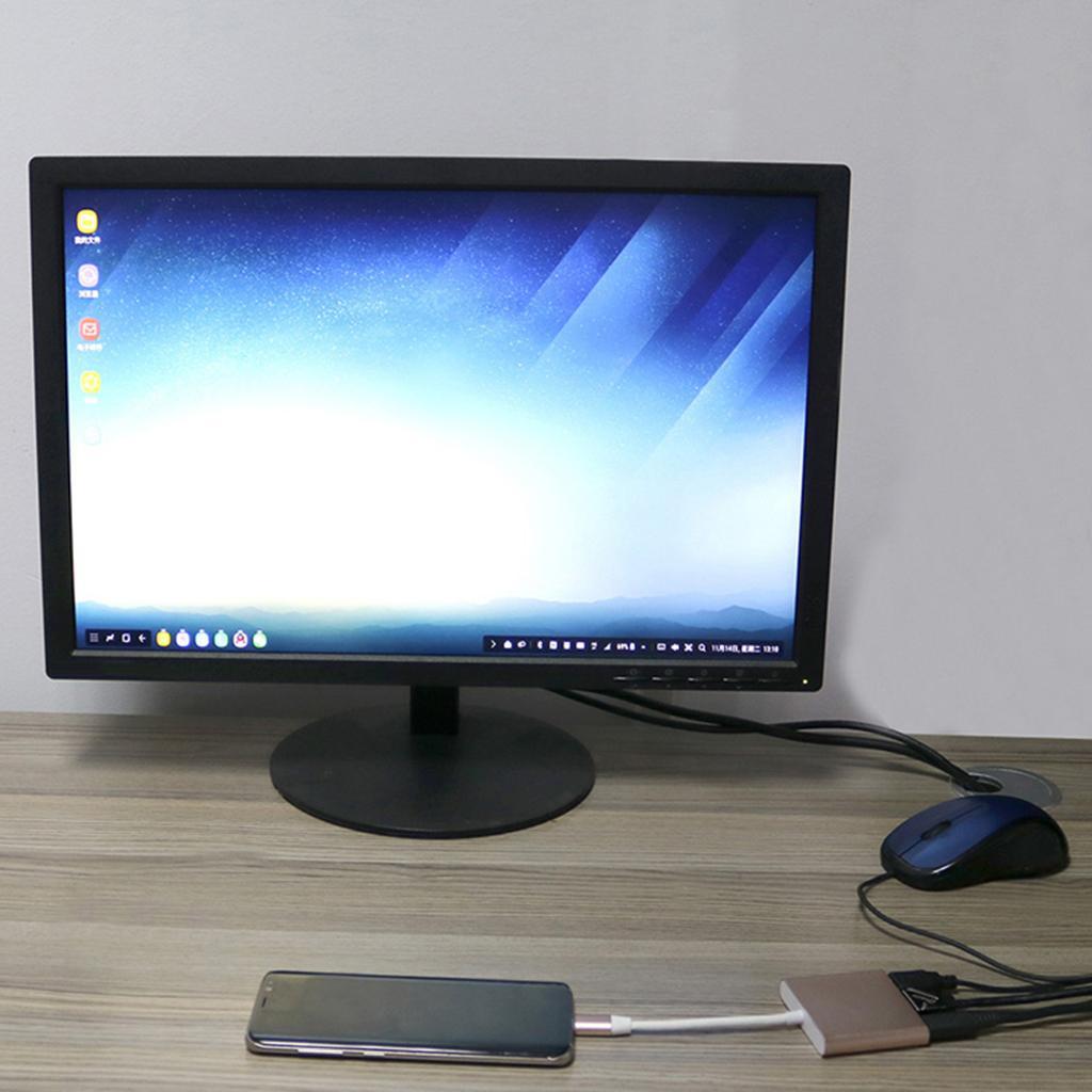 3 in 1 Type C to 4K HD HDMI & USB 3.0 & USB-C Hub Adaptor Converter Gold