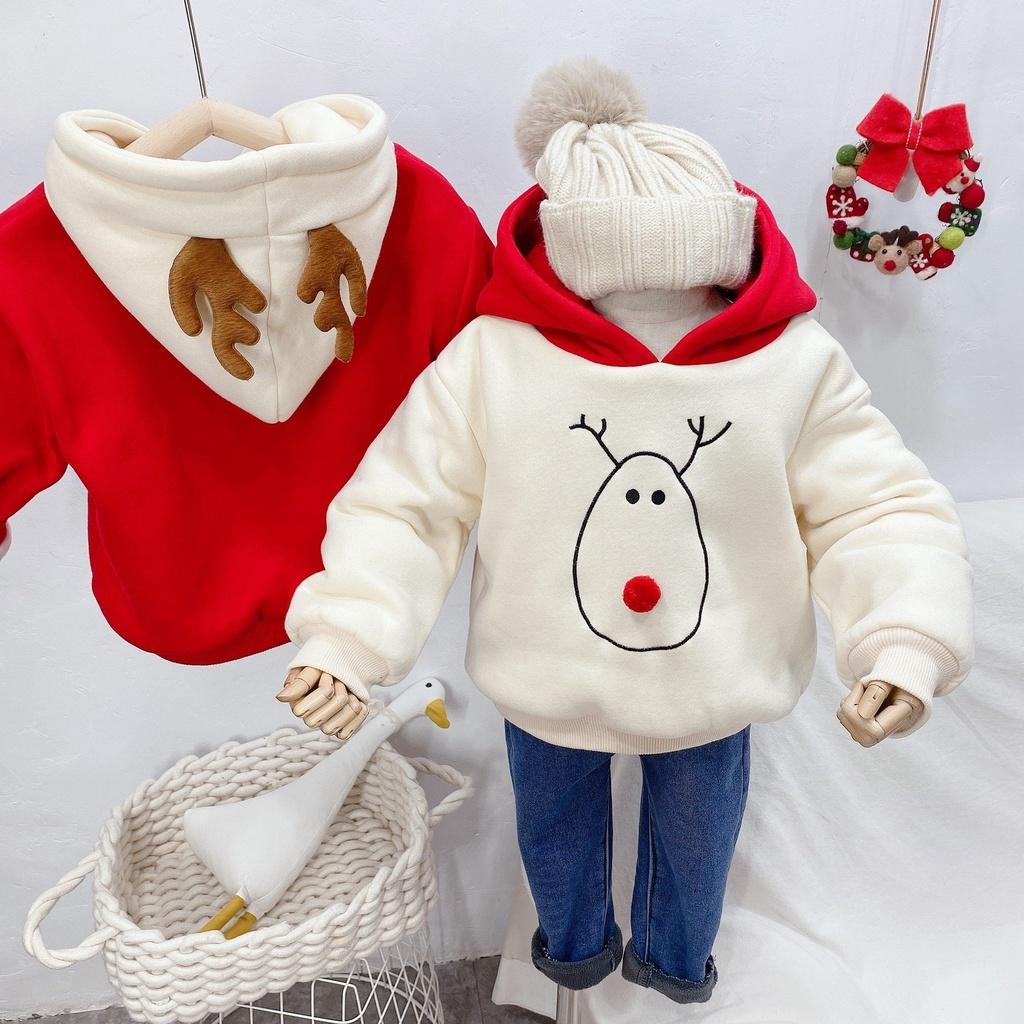 Áo hoodie tuần lộc chất nỉ bông cho bé trai, bé gái đi chơi giáng sinh size từ 7-28kg - SUMO KIDS