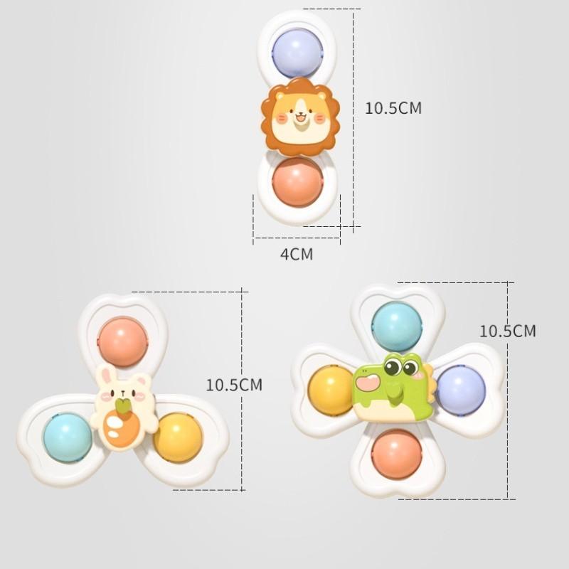 Set 3 Con Quay Spinner Dán Tường Hít Chân Có Thể Xếp Chồng Màu Sắc Tươi Sáng Hình Ngộ Nghĩnh Cho Bé