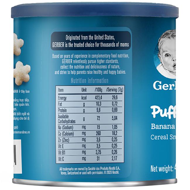 Bánh Ăn Dặm Gerber Puffs Chuối Táo 49g