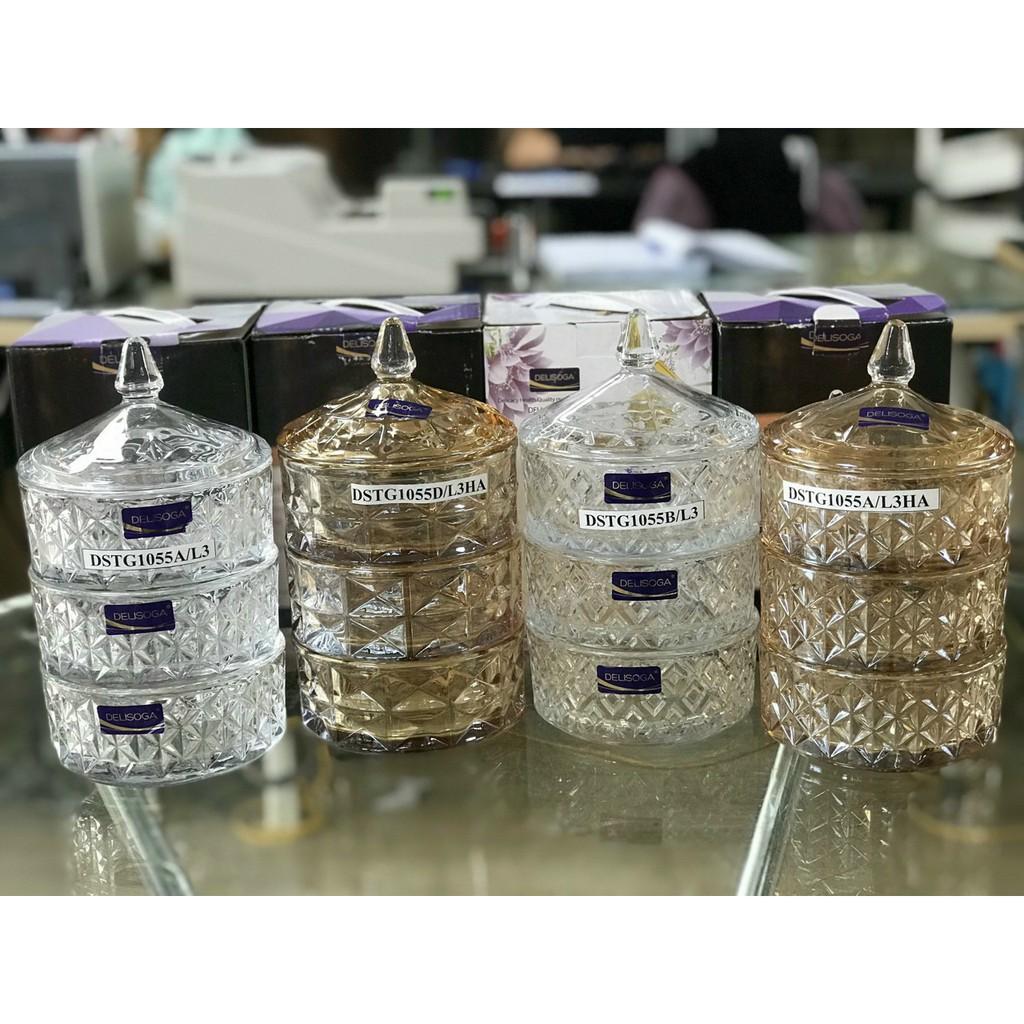 Thố mứt,hạt dưa thủy tinh 1,2,3 tầng cao cấp