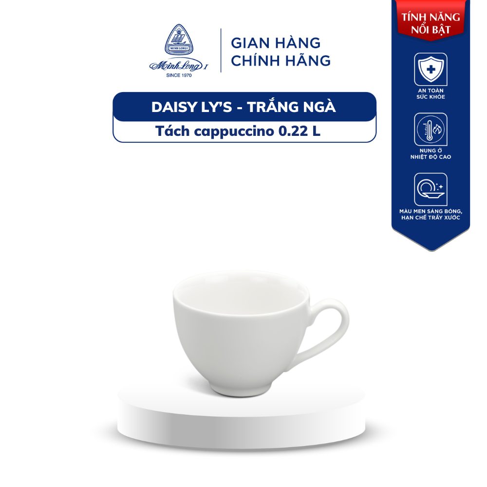 Tách Cappuccino Sứ Cao Cấp Minh Long 0.22 L - Daisy - Trắng Ngà