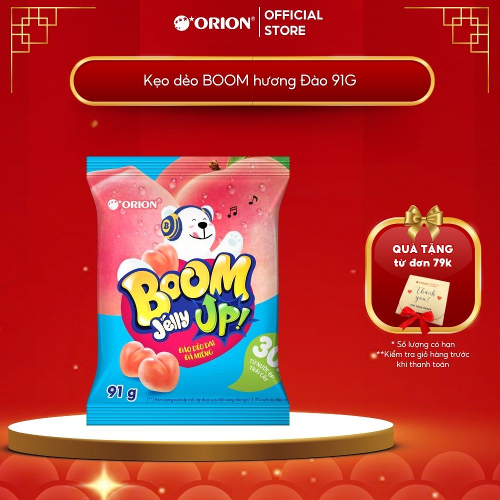 Kẹo Dẻo Boom Jelly THẠCH Orion Hương Đào túi 91G