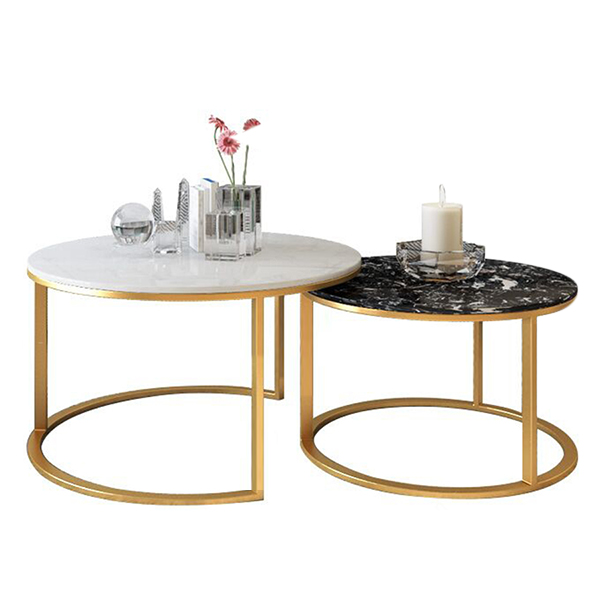 Bàn Sofa Đôi Mặt Đá Marble Trắng Đen - C2