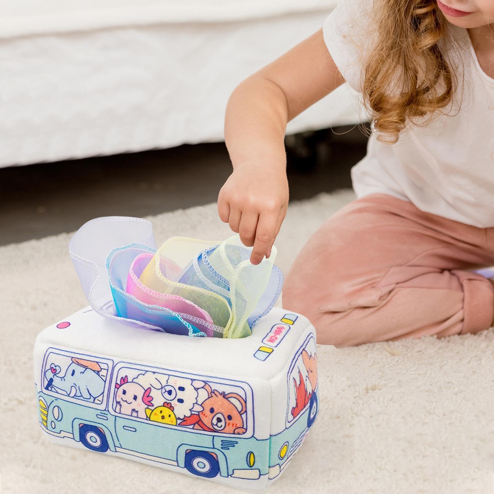 2x Baby Tissue Box with Hand Towel Sensory Toys for Preschool Toddlers