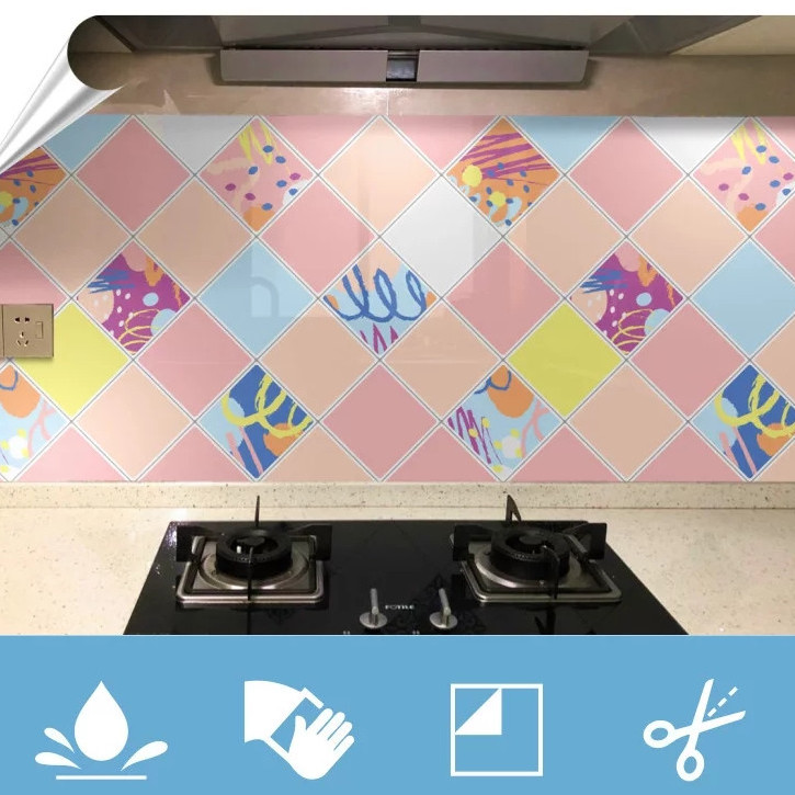Cuộn 3 Mét Decal Giấy Dán Bếp Tráng Nhôm Cách Nhiệt Ô Hồng