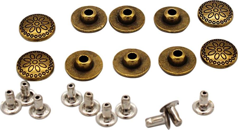 10 Bộ-Họa Tiết Hoa Tròn-Kim Loại Đinh Tán Đinh Nhọn Nailhead-Làm Đồ Da Thủ Công