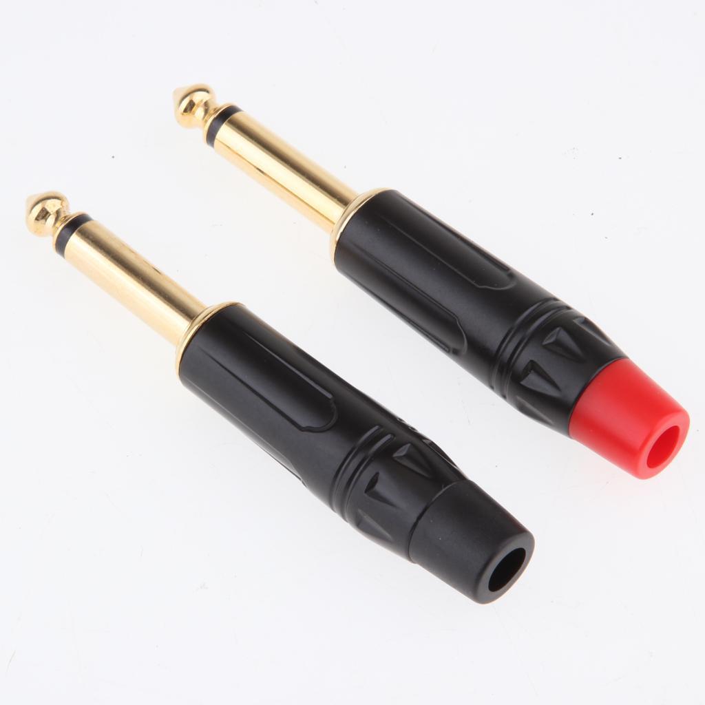2x 6.5mm 1/4inch Mono Audio Male Solder Plug  Connector