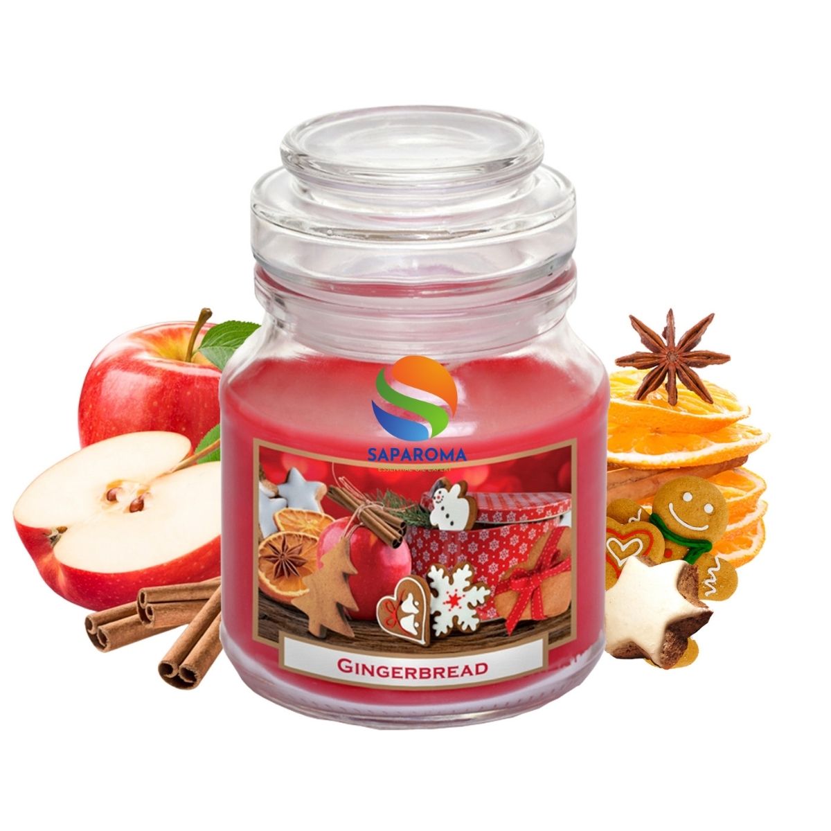 Hũ nến thơm tinh dầu Bartek Gingerbread 130g QT06649 - bánh gừng, táo, quế, nến trang trí, thơm phòng, thư giãn, Hỗ trợ khử mùi