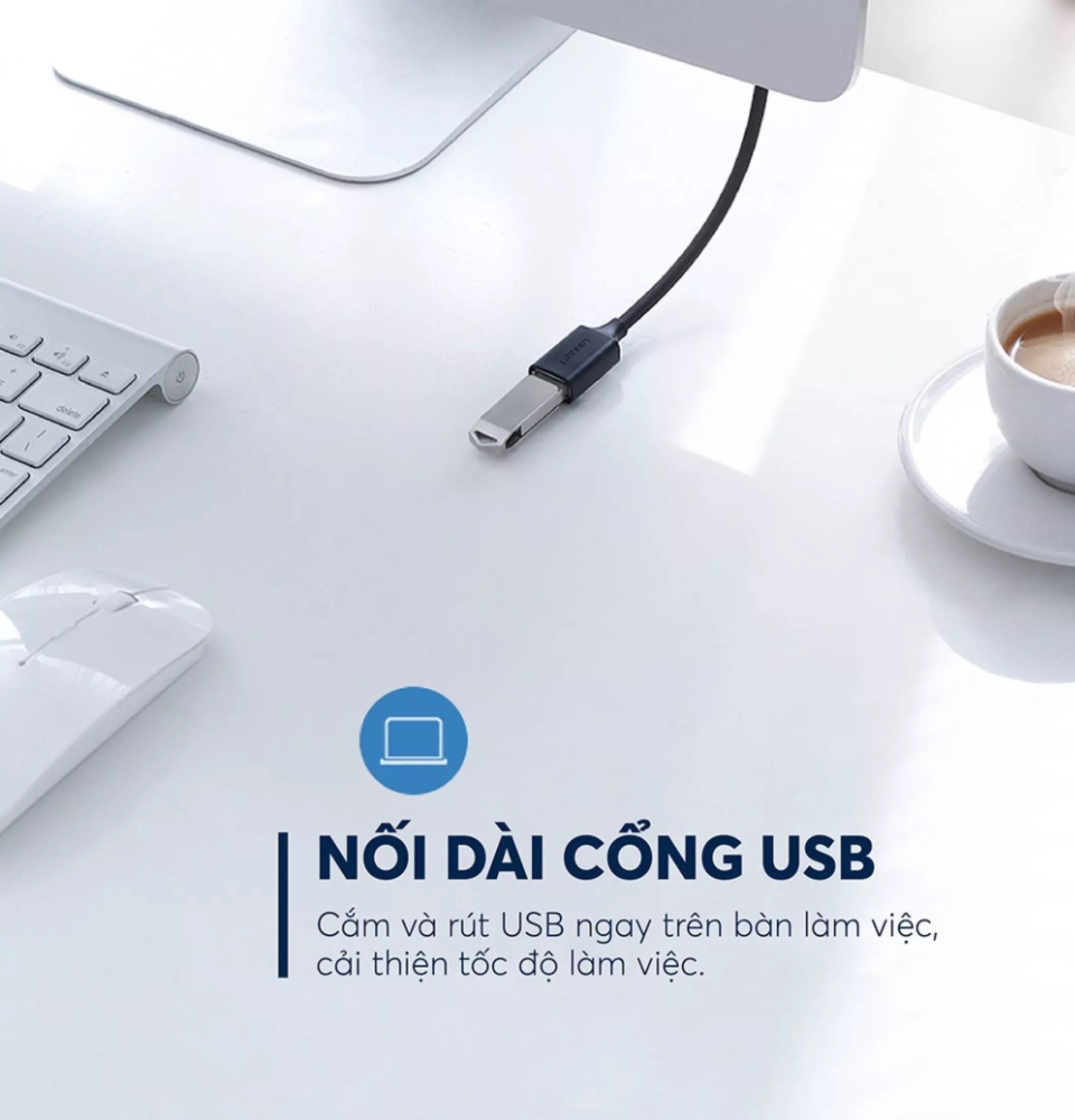 Dây nối dài USB 2.0 (1 đầu đực, 1 đầu cái) dài 2m UGREEN US103 10316 - Hàng Chính Hãng