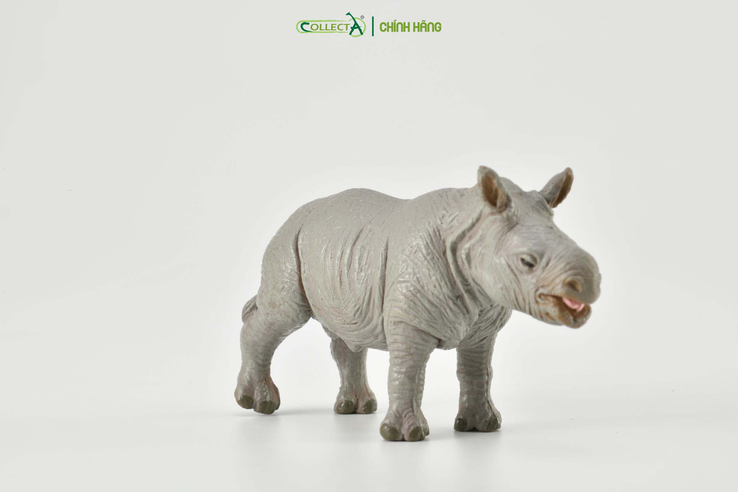 Mô hình thu nhỏ: Tê Giác Trắng con - White Rhinoceros Calf, hiệu: CollectA, mã HS 9651041[88089] -  Chất liệu an toàn cho trẻ - Hàng chính hãng