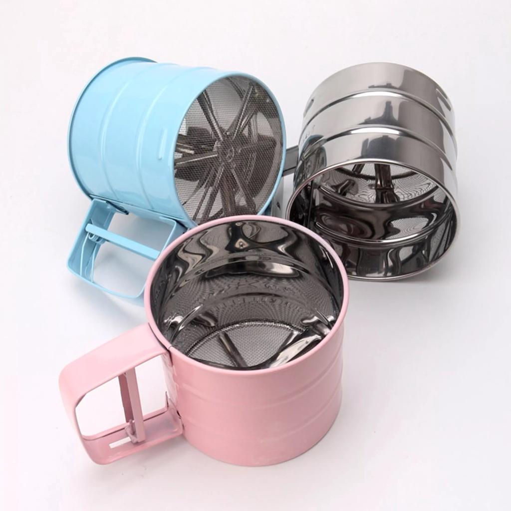 Máy Rây Bột Tự Động INOX. Ca rắc bột Tay Cầm Lưới Lọc Siêu Mịn. Dụng Cụ Làm Bánh sàn lược Ca cao