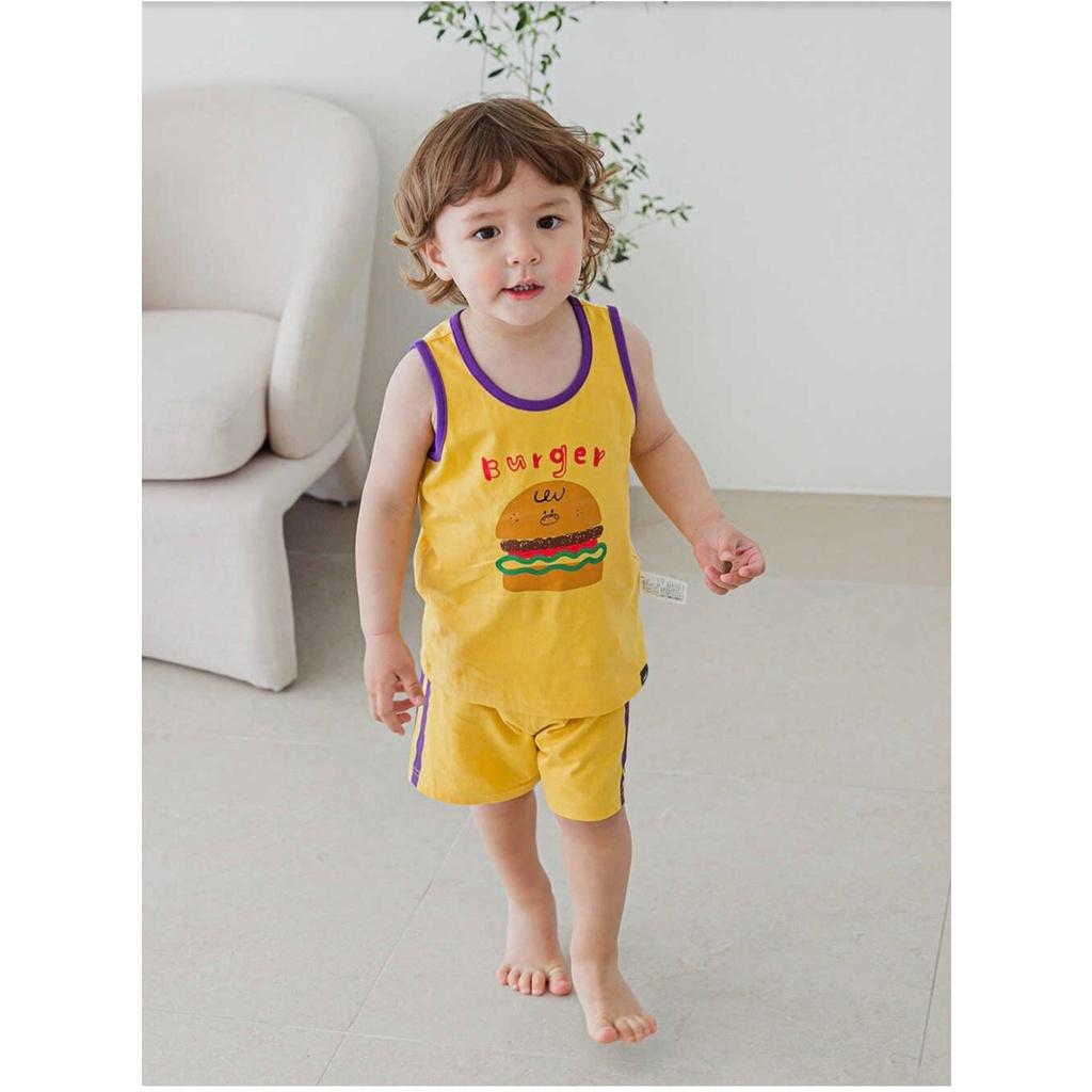 BỘ BA LỖ CAO CẤP BÉ TRAI NỘI ĐỊA HÀN, CHẤT COTTON ORGANIC, MẪU HAMBERGER