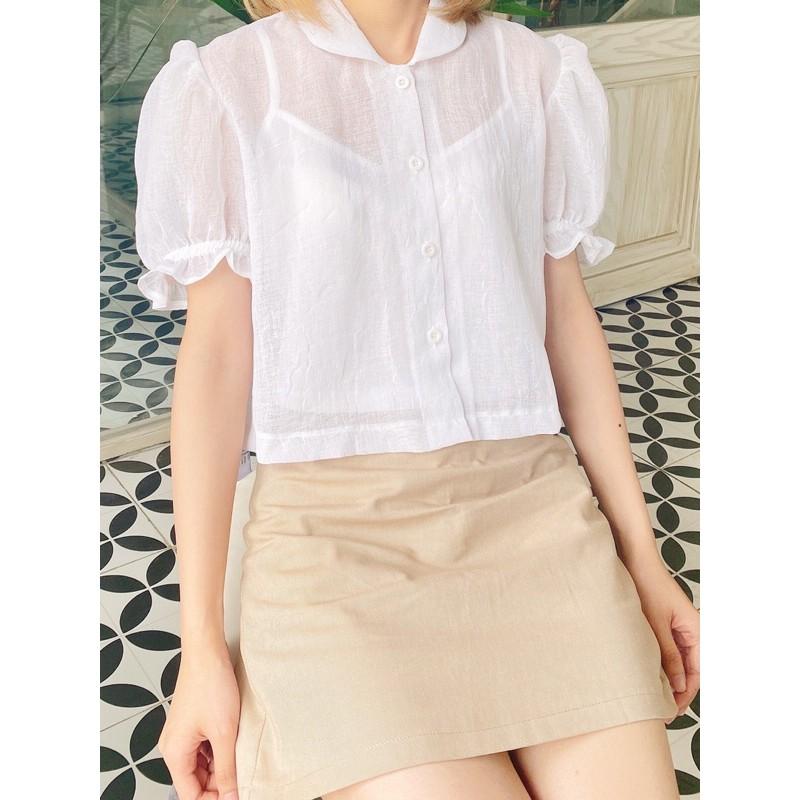 AIMEE_ÁO SƠMI CỔ SEN TRƠN