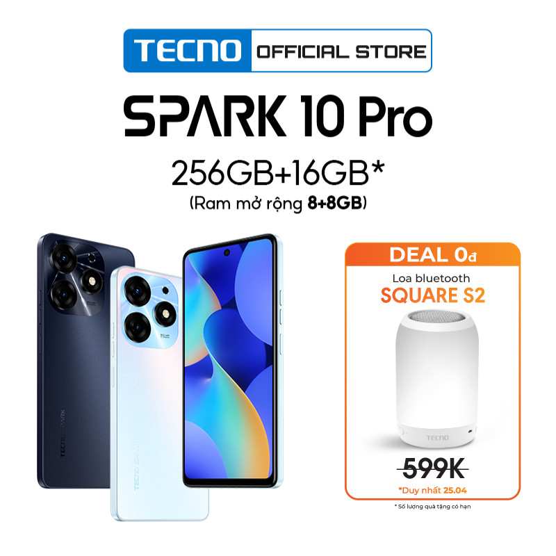 Điện thoại Tecno SPARK 10 Pro 8GB/256GB - Helio G88 | 5000 mAh | Sạc nhanh 18W | Cảm ứng vân tay - Hàng chính hãng