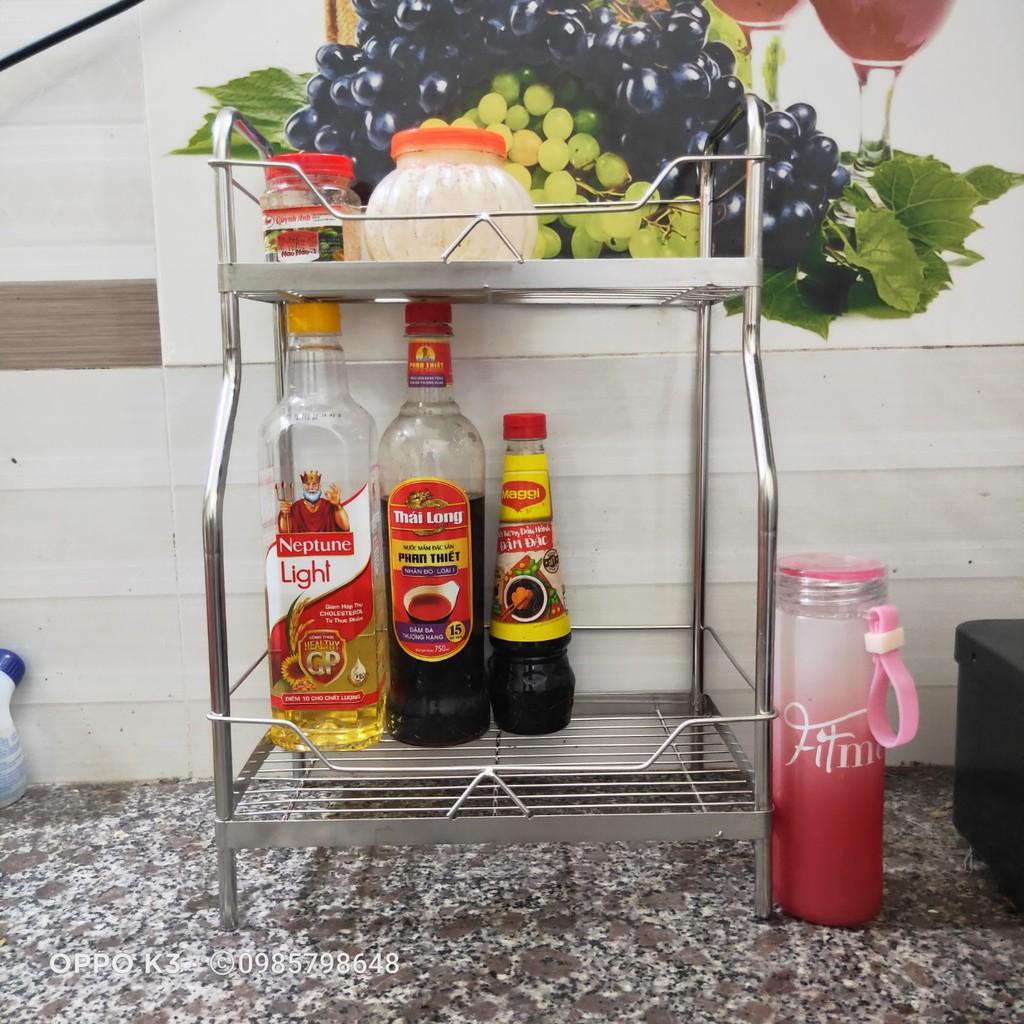Kệ Inox đựng gia vị 2 tầng ống