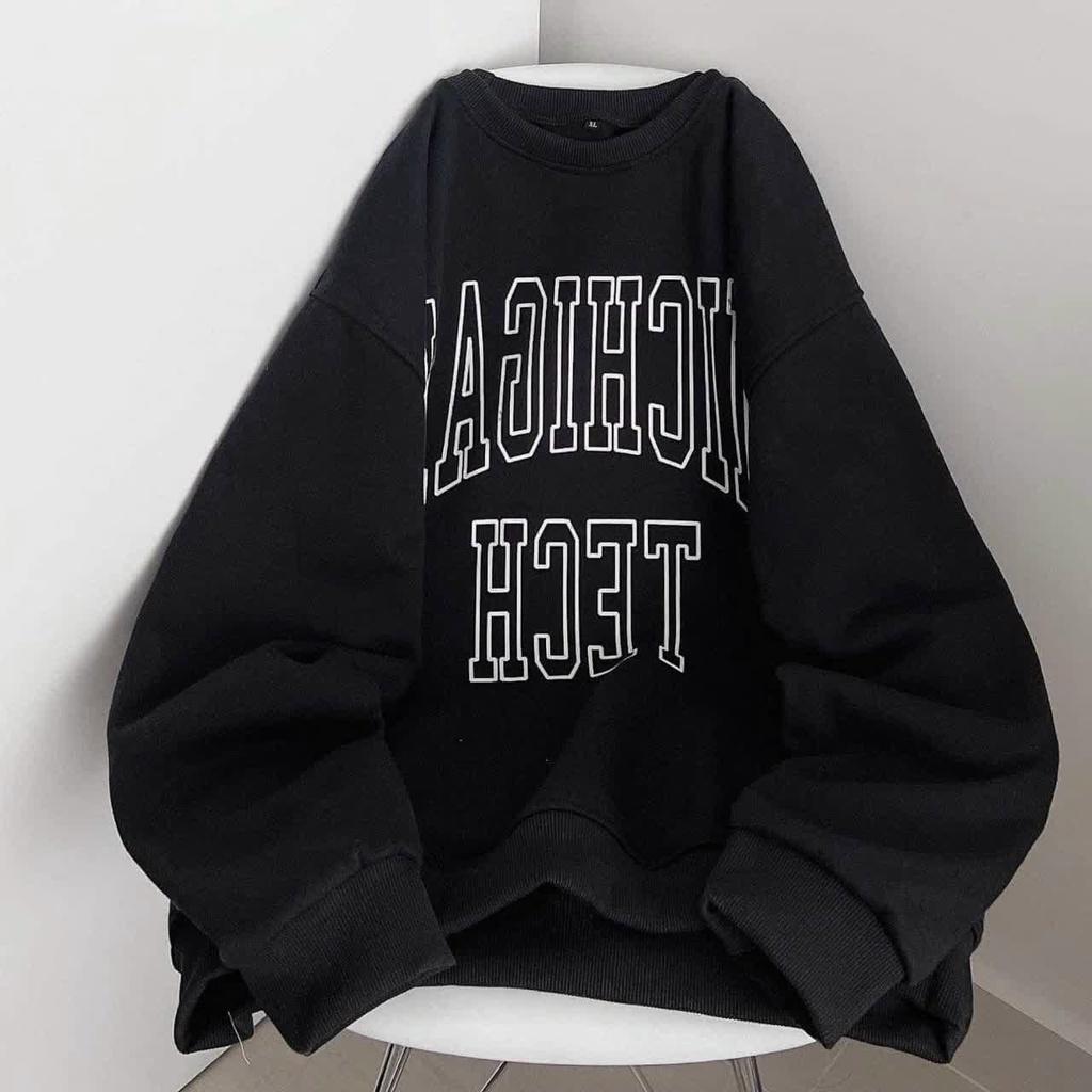 Áo Khoác Nỉ Hoodie - Sweater Nam Nữ Tay Dài Nỉ PE Form Rộng In Chữ TECH Unsiex Thời Trang