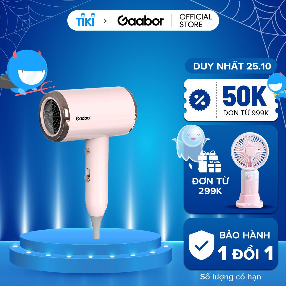 Máy sấy tóc ion âm bảo vệ tóc Gaabor GHD-N1000D công suất 1000W sấy nhanh 2 chiều nóng lạnh độ ồn thấp - Hàng chính hãng