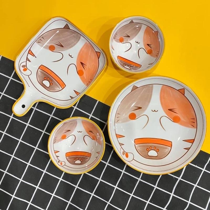 Bát Sứ, Đĩa Sứ . Sét Đồ Ăn 3 món hình gà , lợn , mèo