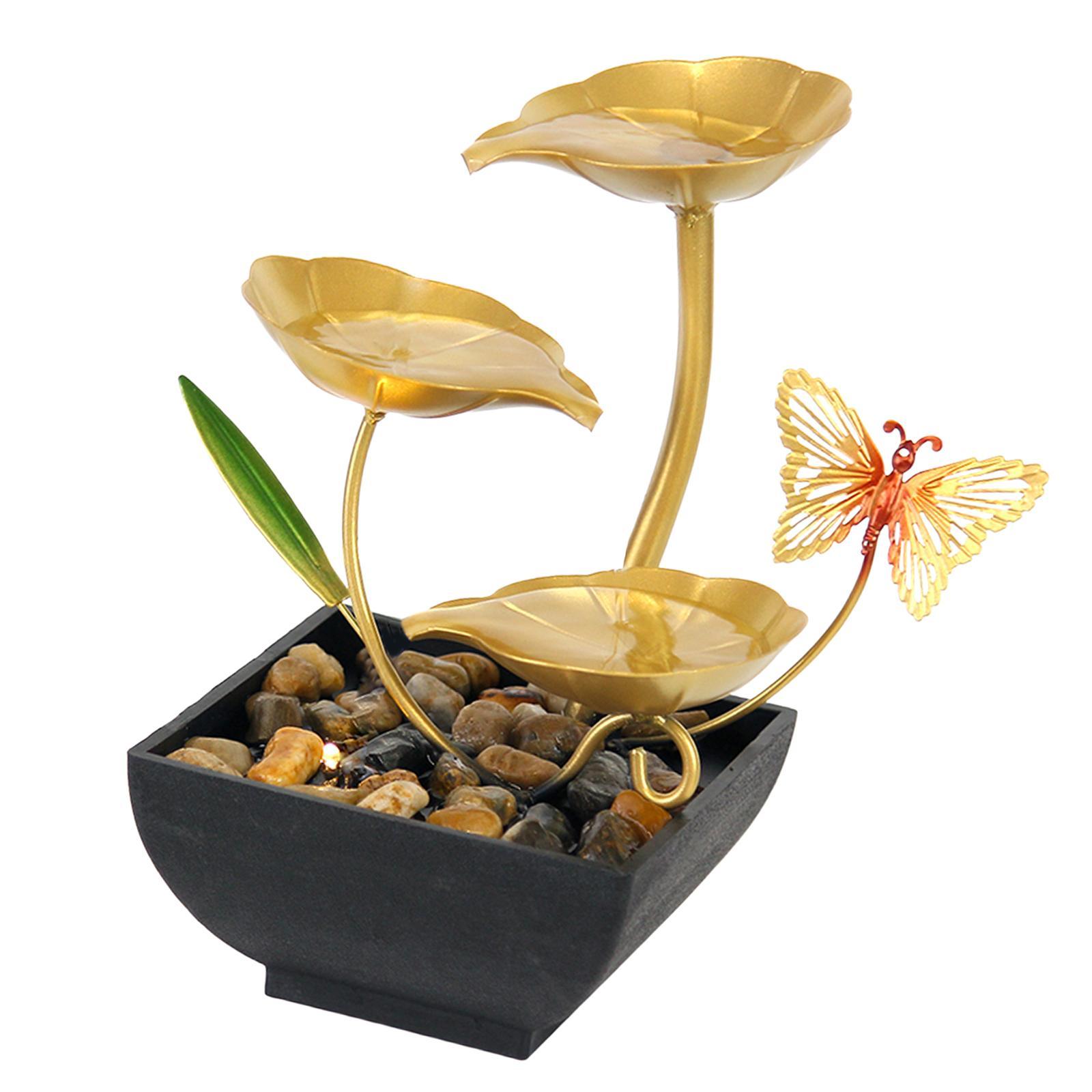 Water Fountains with Rocks Living Room Lotus Shape Desktop Decorative Crafts