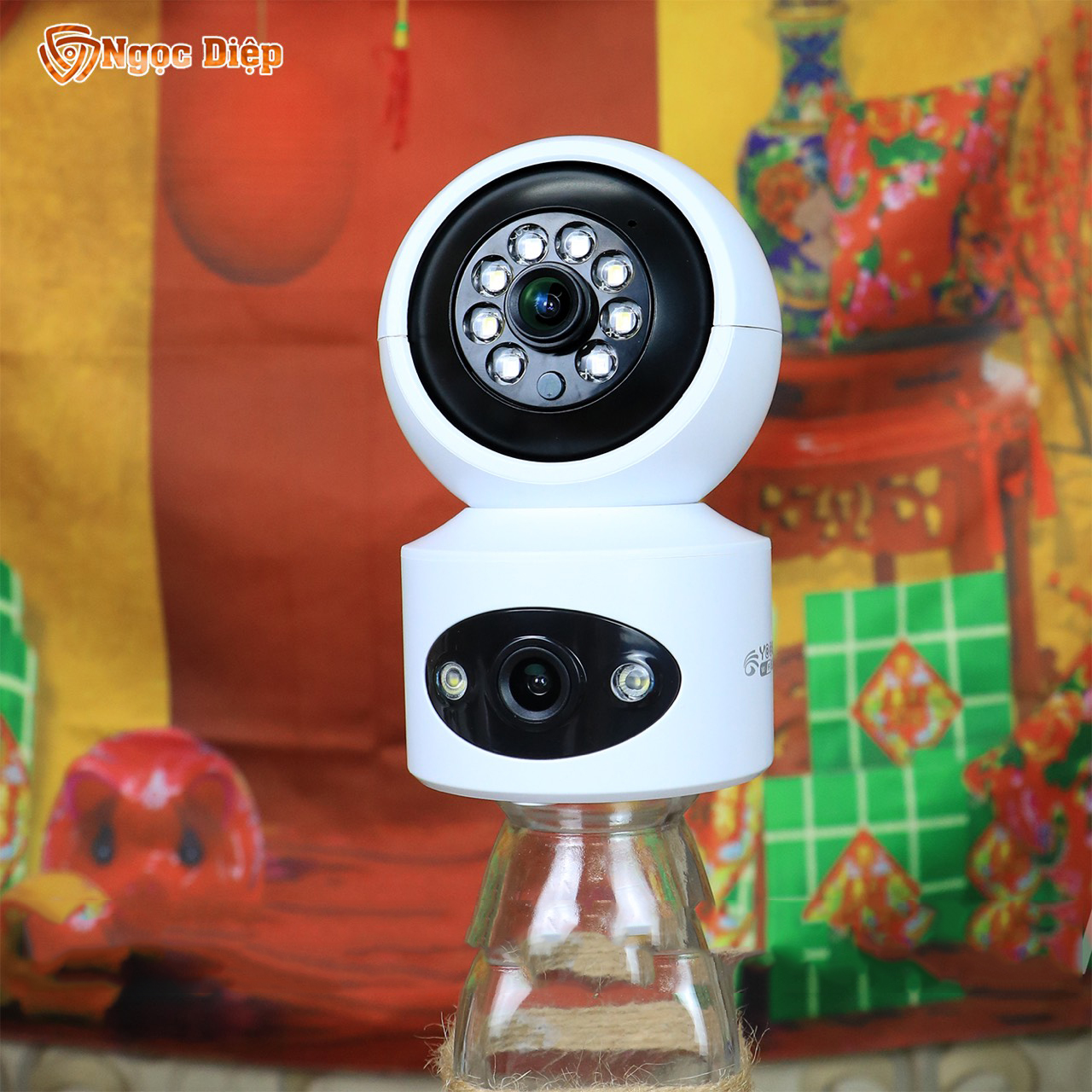 Camera Yoosee IP YS-08B 2 Mắt Trong Nhà Xem 2 Màn Hình Cùng Lúc Độ Phân Giải 8MP, Xoay 360 Độ, Xem Đêm Có Màu, Hỗ Trợ Đàm Thoại 2 Chiều Hàng Chính Hãng