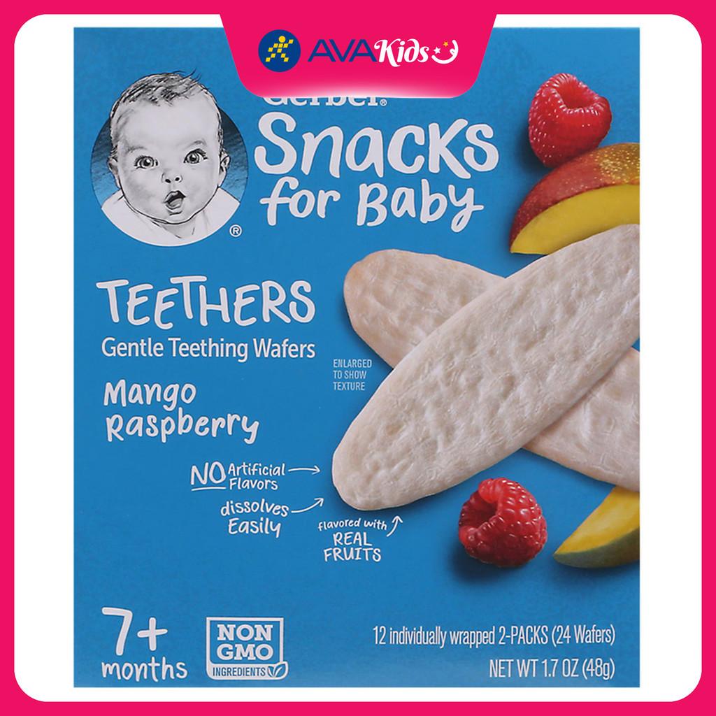 Bánh gạo ăn dặm Gerber Teethers vị xoài, mâm xôi hộp 48g (từ 7 tháng) - Hàng Chính Hãng