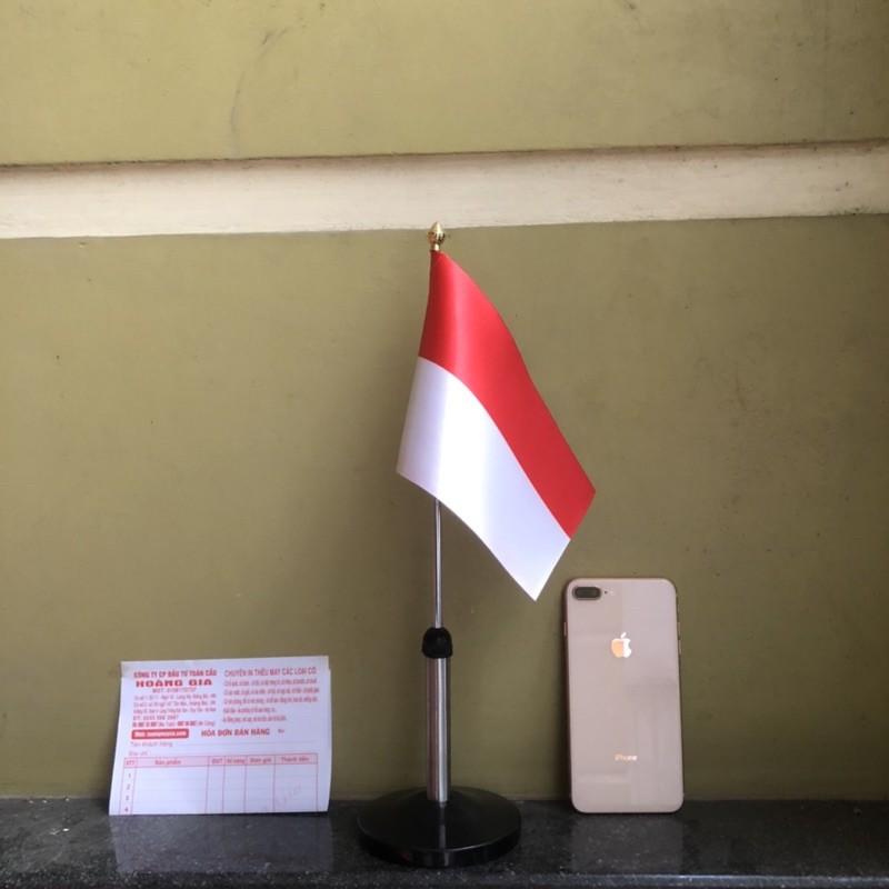Cờ để bàn inox đen đơn Quốc kỳ Indonesia