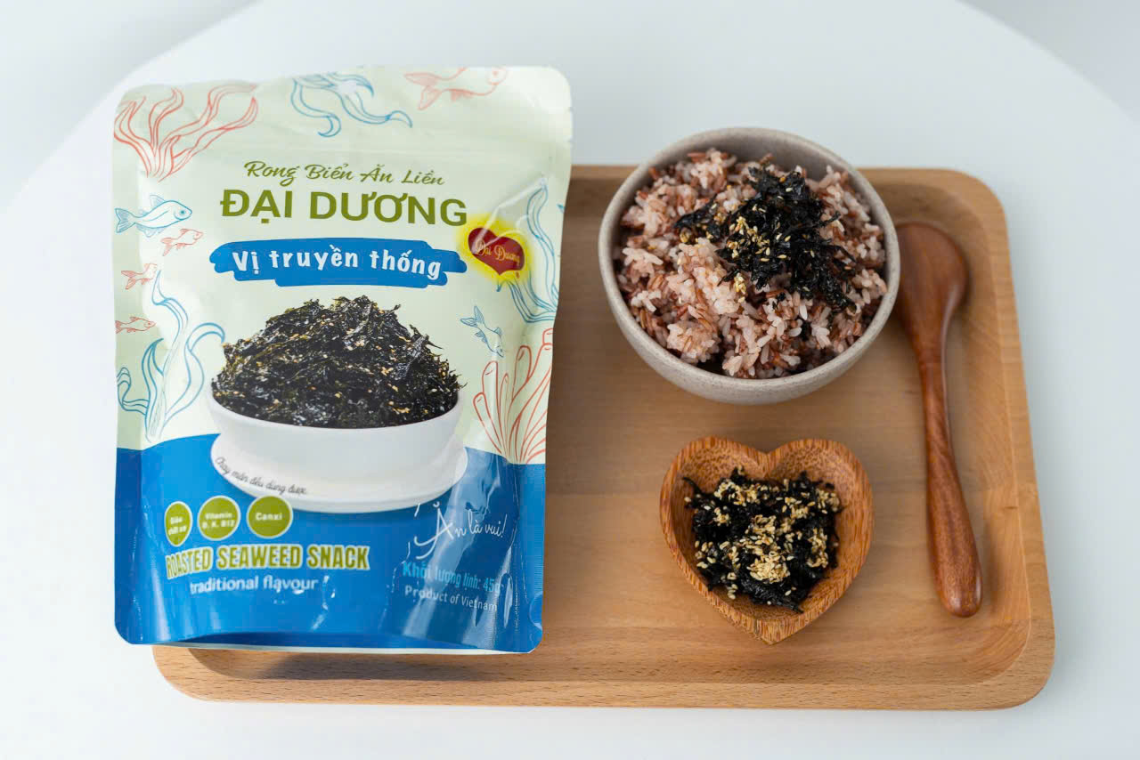 Rong biển ăn liền gói to 45g vị ô liu, chanh sả, truyền thống, ocop 4 sao, rong biển nguyên chất không phụ gia, hương liệu, chất bảo quản