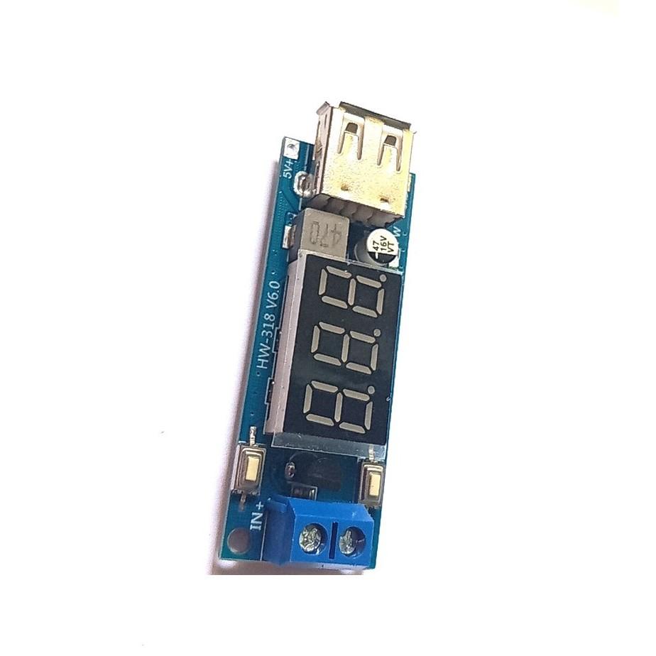 Mạch giảm áp DC-DC 6.5-40V xuống 5VDC 2A đầu ra USB có Led hiển thị