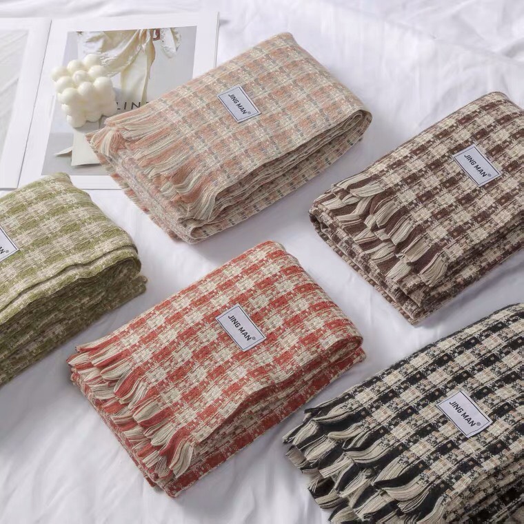 Khăn len choàng cổ cashmere kẻ sọc hàng cao cấp