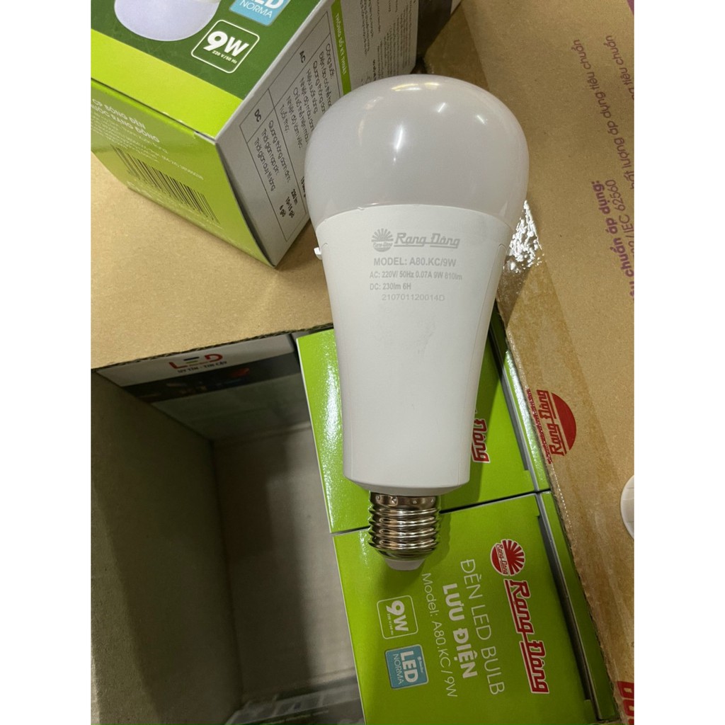 Đèn LED Bulb lưu điện, tích điện Rạng Đông Model: A80.KC/9W, tích điện, có quai treo, tiện lợi mang đi du lịch