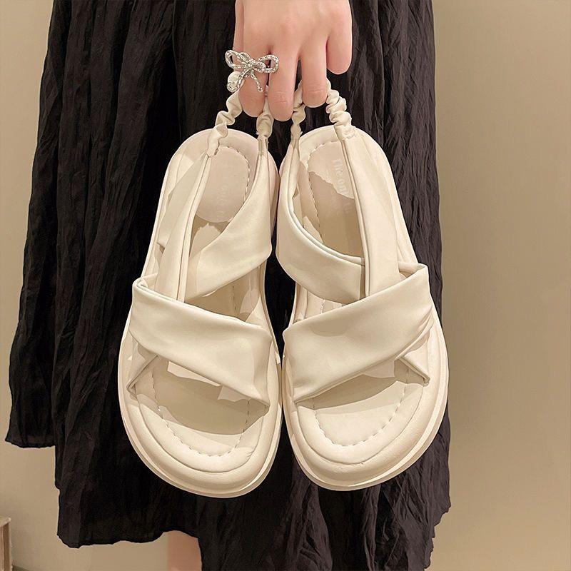 Lùi 1 sz Hàng QC Sandal Dép Quai Hậu Đế Cao 5Cm Quai Chéo Xoắn Độc Lạ G172