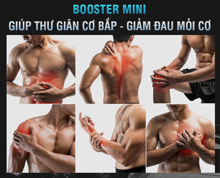 Súng massage cầm tay mini 4 đầu Booster Pocket MINI - Xám xanh