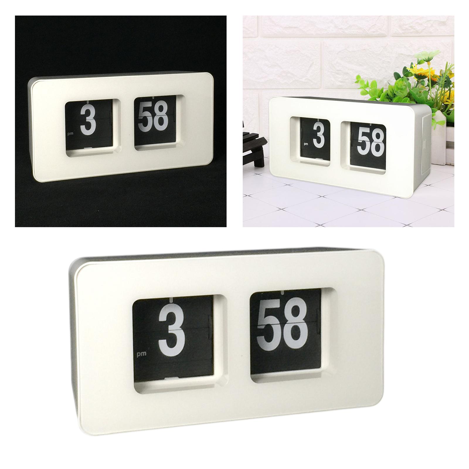 Auto Flip Clock Desk Clock Digital Battery Operated Table File Down Page Clocks Non Ticking Silent Sweep for Bedroom Living Room Decor Home Office
