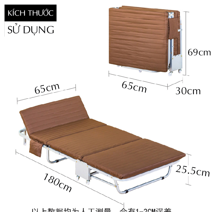 Giường gấp văn phòng ngủ trưa khung thép chịu lực -Giường Ngủ Cá Nhân Có Nệm Gấp Xếp Gọn Cao Cấp