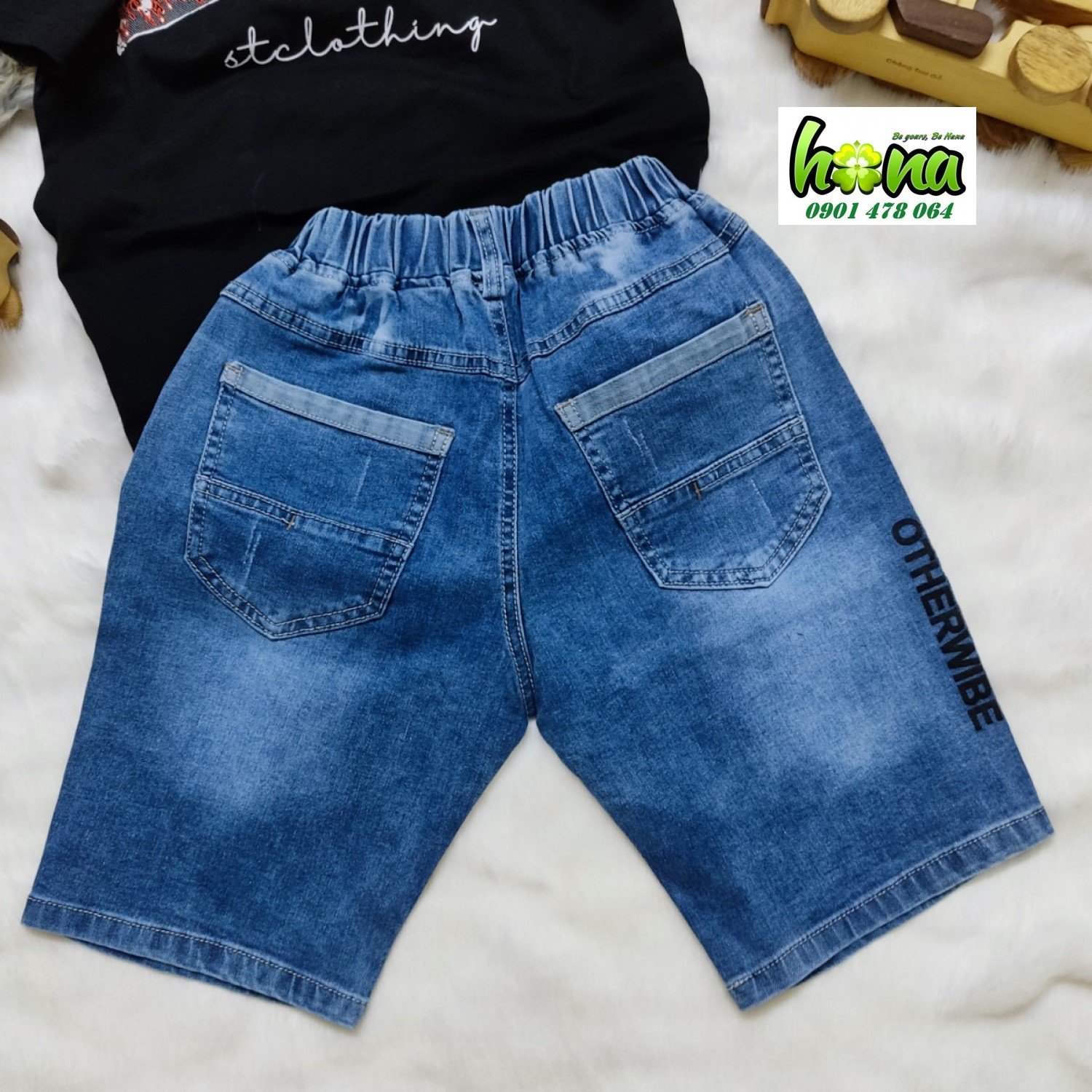 K0003419 Áo thun cotton 4 chiều quần jean lửng co giãn bé trai từ 26-48kg