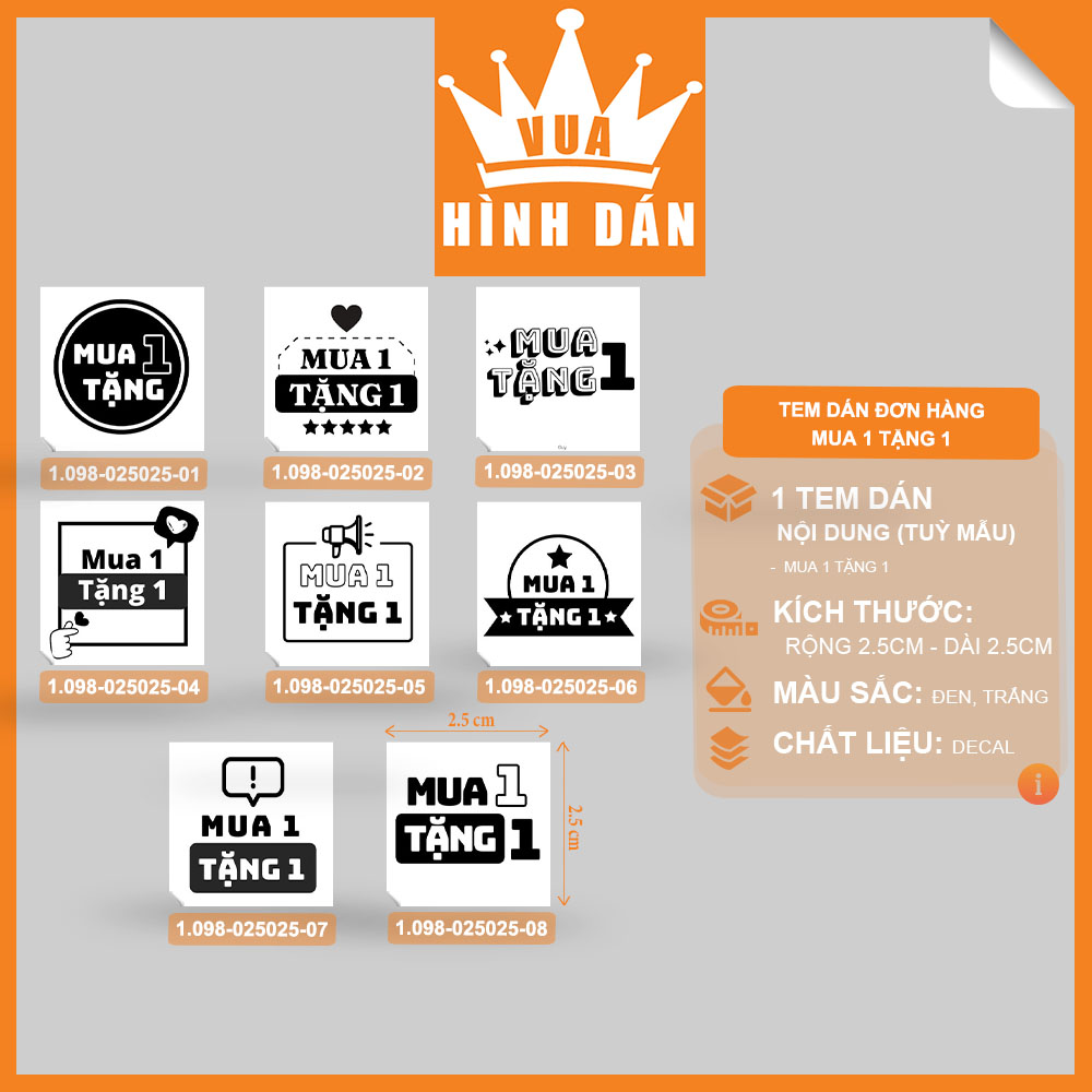 Set 100/200 tem dán mini MUA 1 TẶNG 1 dán lên sản phẩm hoặc kiện hàng dành cho shop
