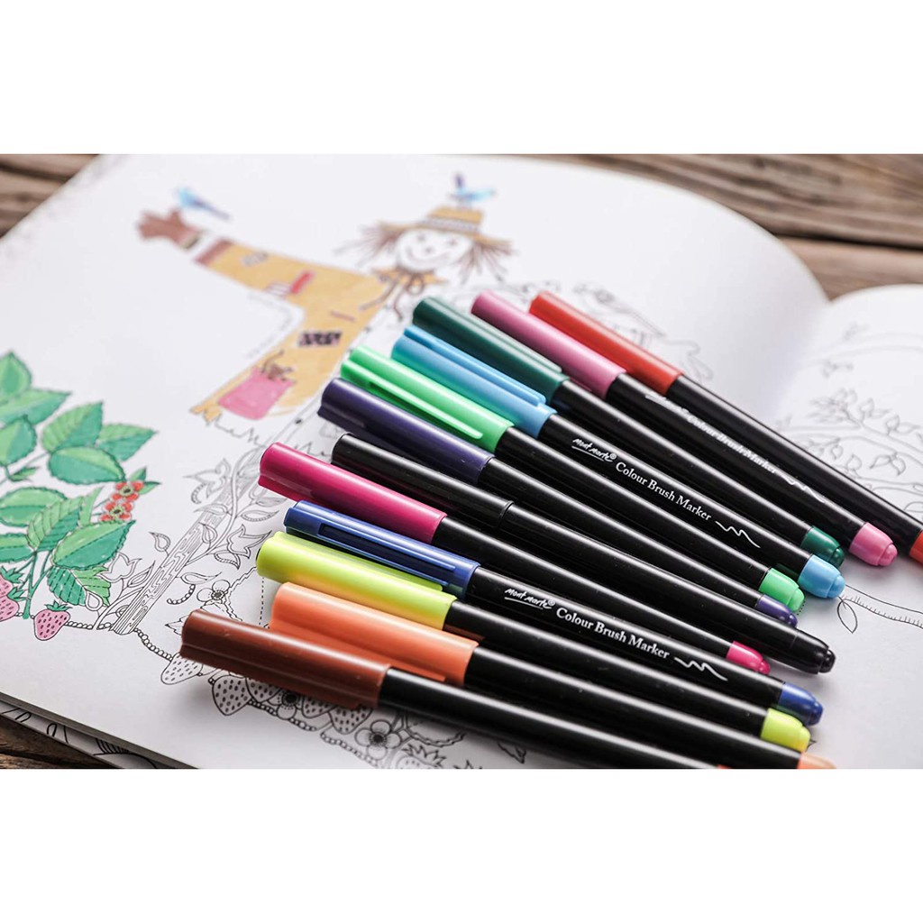 Bộ Bút Cọ Coloring Brush 12 Màu Mont Marte - Colouring Brush Markers Signature 12pc - MPN0104