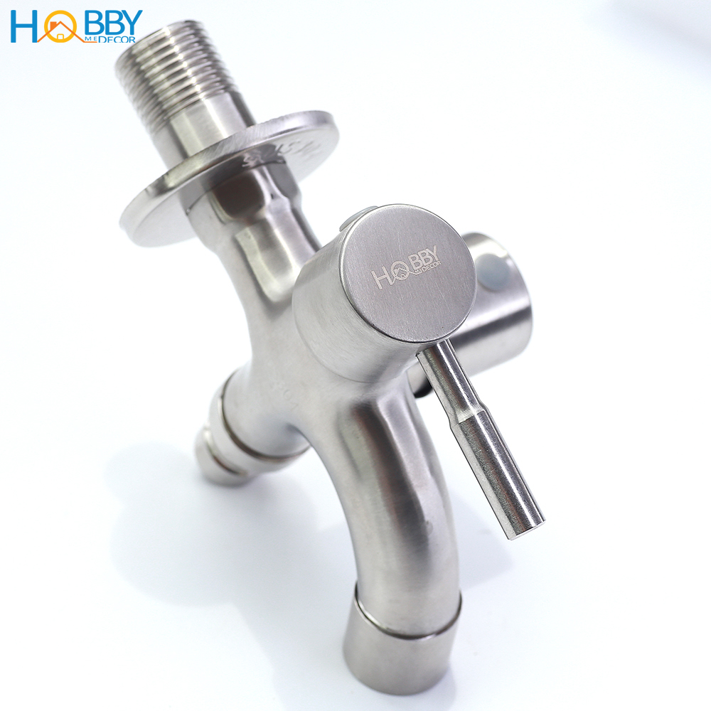 Vòi củ sen lạnh đa năng 2 đầu xả Inox 304 ren 21 Hobby home decor CS1