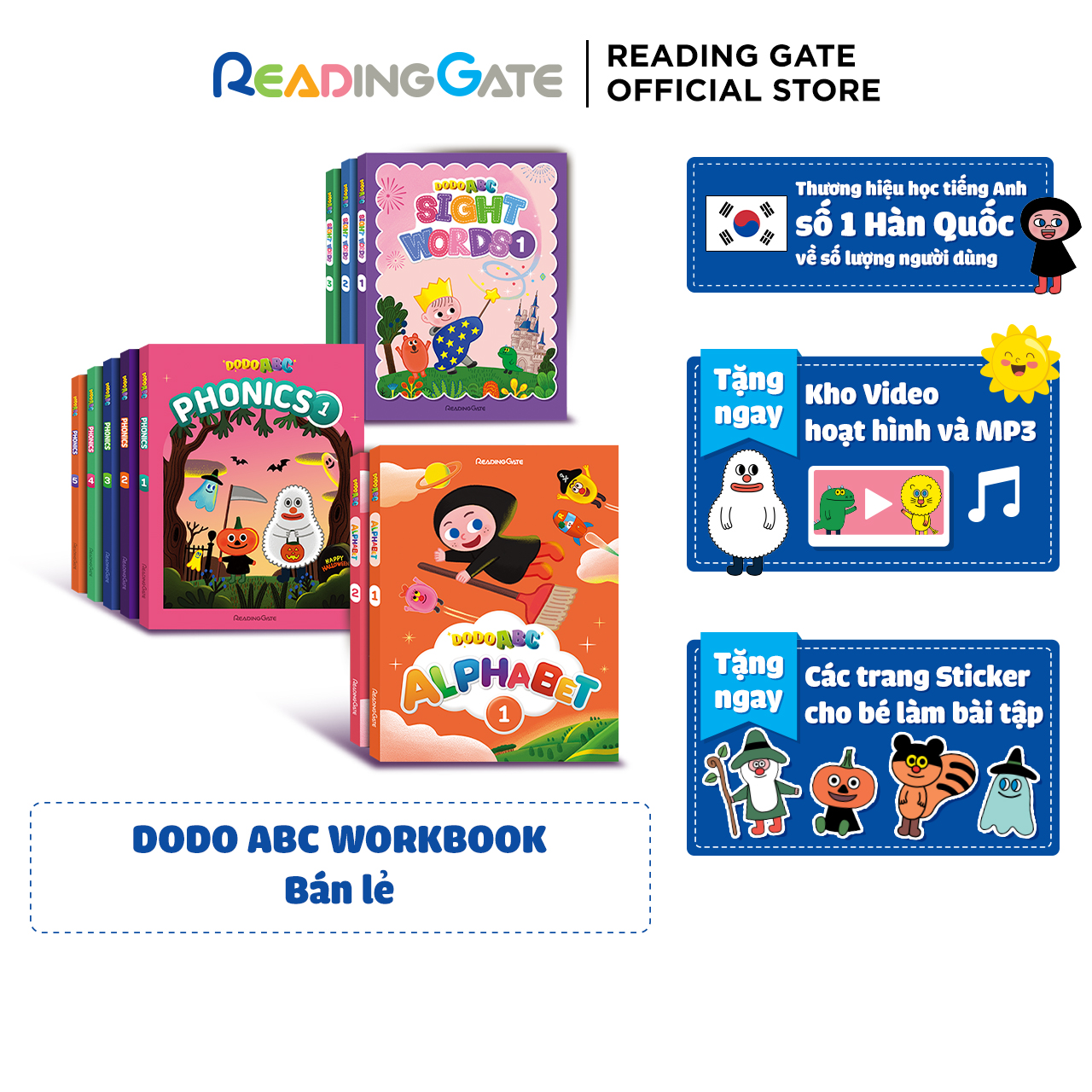 Sách DODO ABC WORKBOOK - ALPHABET 1 READING GATE Cho Bé Từ 5 Đến 8 Tuổi  làm quen với Bảng chữ cái