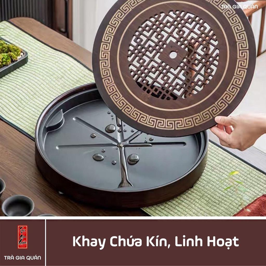 KT 62 Khay Trà Tre Cao Cấp Hình Tròn 3 Kích Thước