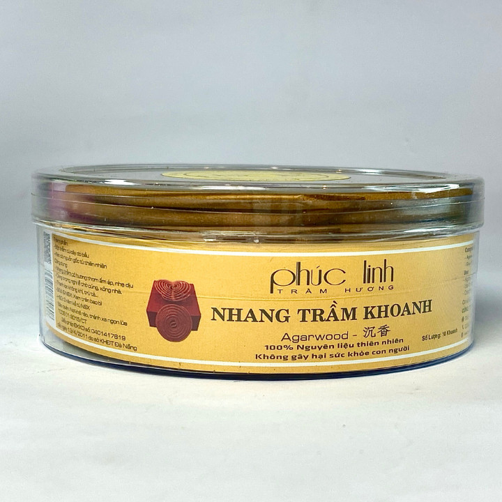 Nhang Vòng Trầm Hương-11 giờ-10 Vòng-Trầm hương Phúc Linh-Trầm Hương Nguyên Chất, Cam Kết Không Hương Liệu và Hóa Chất