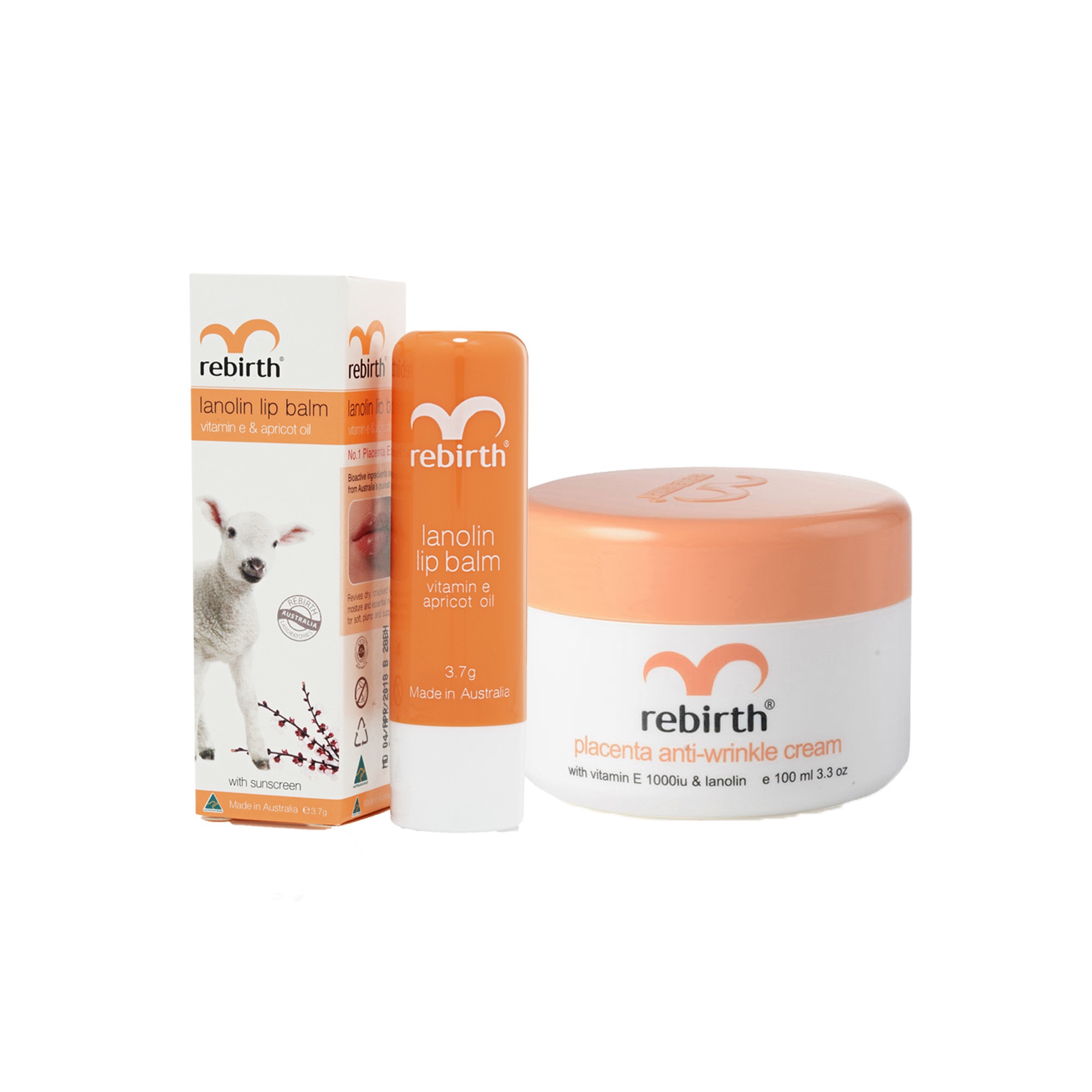 Combo Son Dưỡng Ẩm Nhau Thai Cừu Rebirth + Kem Dưỡng Ẩm ngừa nám, ngừa Lão Hóa Nhau Thai Cừu Rebirth
