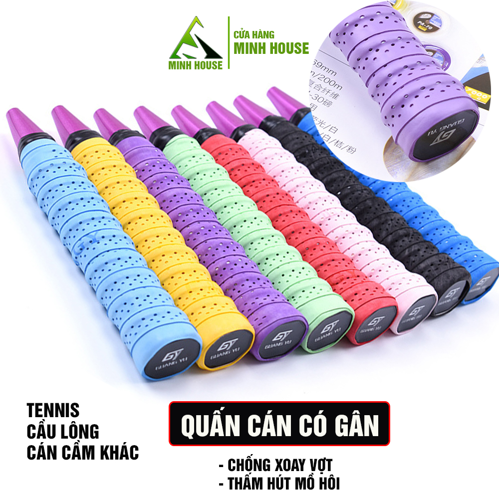 Quấn cán vợt Tennis, Cầu lông có gân chống xoay vợt, thấm hút mồ hôi Minh House