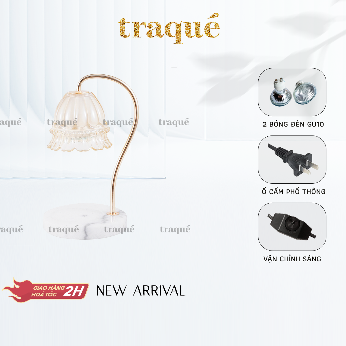 Đèn đốt nến thơm chụp pha lê - đế gỗ